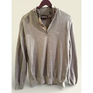 Barbour Tisbury Cotton Quarter Zip Grey Plaid XL Pullover